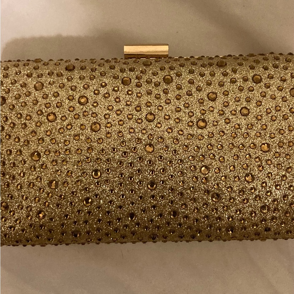 Gold Crystal Embellished Evening Clutch - Sparkling Wristlet